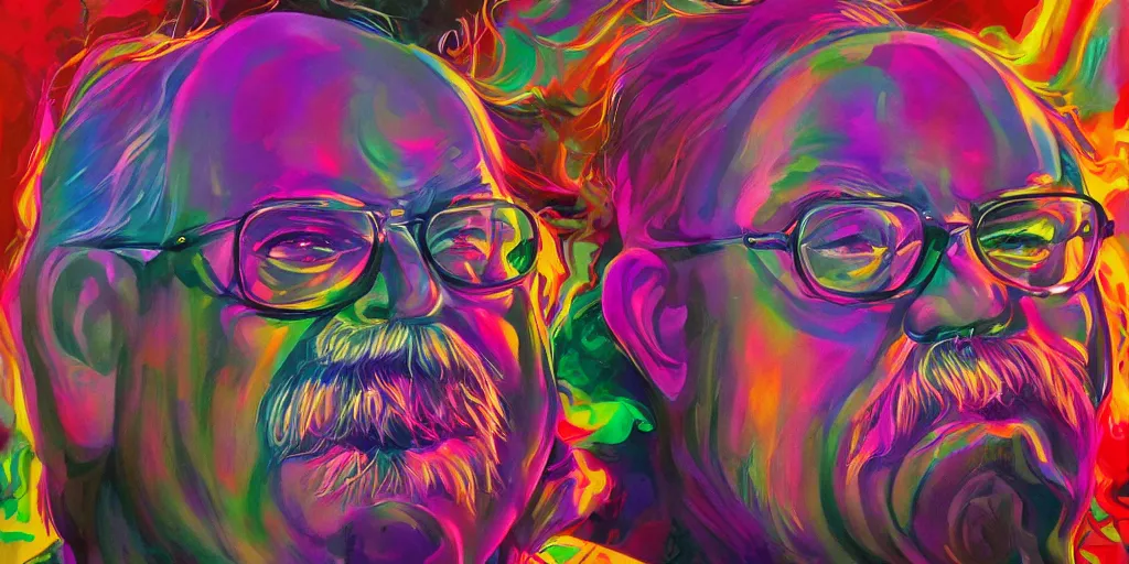 Prompt: wilford brimley diabeetus psychedelic ethereal high fidelity painting high resolution trending on artstation