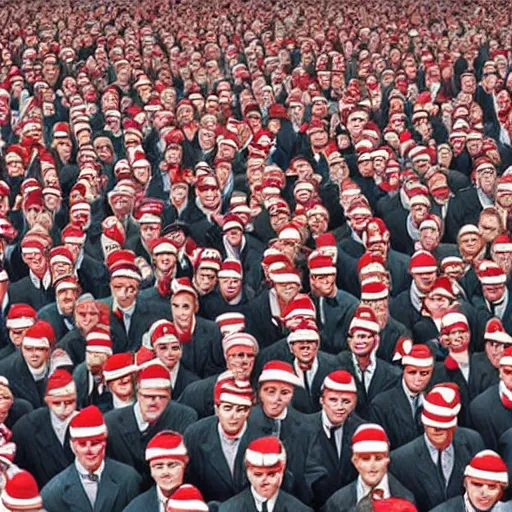 Image similar to a photo of where's wally, by albert tucker