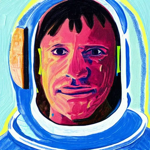 Image similar to Portrait painting of an astronaut by David hockney