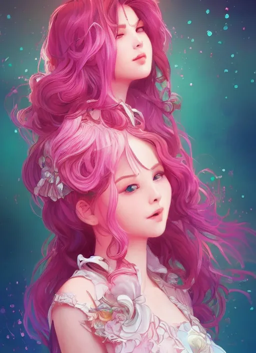 Prompt: beautiful girl pink blob hair, cute, intricate, highly detailed, digital painting, trending on artstation, concept art, smooth, sharp focus, backlit, rim light, vivid colors, illustration, unreal engine 5, 8 k, art by rossdraws and alphonse mucha
