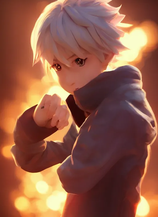 Prompt: An epic fantasy pokemon anime style portrait painting of a young blonde boy thief, unreal 5, DAZ, hyperrealistic, octane render, cosplay, RPG portrait, dynamic lighting