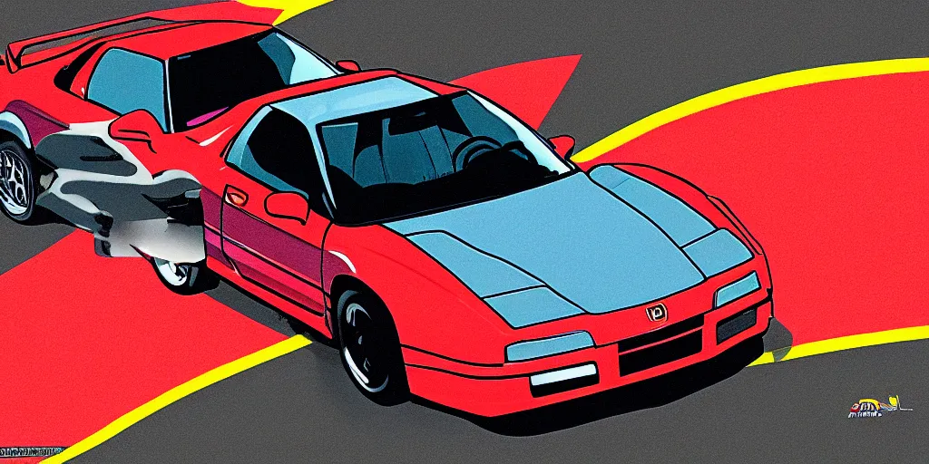 Prompt: acura nsx 1991, Stephen Bliss, gta style, highly detailed, vector style art