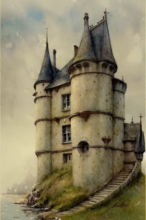 Image similar to (((((1950s castle. muted colors.))))) by Jean-Baptiste Monge !!!!!!!!!!!!!!!!!!!!!!!!!!!