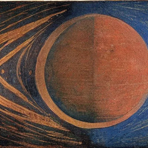 Prompt: A planet made of Earth,fire,air,and water,by Leonardo DaVinci