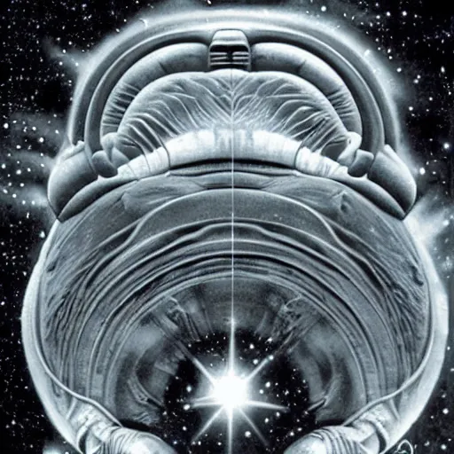 Prompt: the alien cosmic transcendent tardigrade that awaits you at the end of all of space and time. by les edwards and ansel adams
