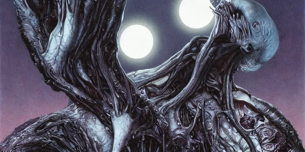 Image similar to the eclipse from berserk, creepy, melting, since, horror, art by wayne barlowe, giger, artgerm