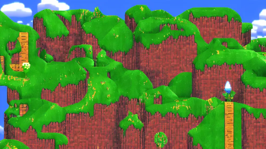 Image similar to emerald hills in the style of sonic 2 screenshot