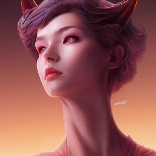 Image similar to Lucifer as a beautiful lady, 4k digital character design by Artgerm, WLOP, beeple, Hi-Fructose, James Jean, Andrei Riabovitchev, Marc Simonetti, yoshitaka Amano, Artstation, CGsociety