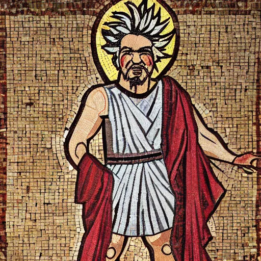 Image similar to ancient greek mosaic of guy fieri, 4 k photograph