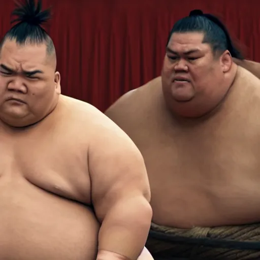 Image similar to still of the movie the sumo wrestler starring dwayne johnson
