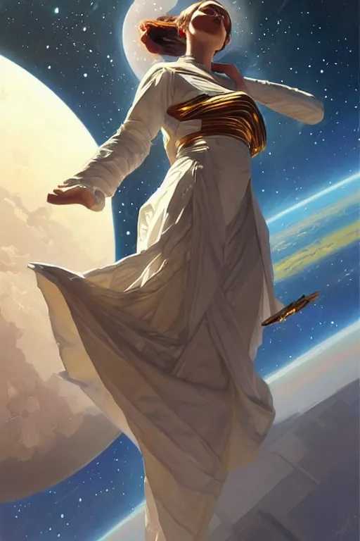 Image similar to space, buddhism, futurism, painting by greg rutkowski, j. c. leyendecker, artgerm