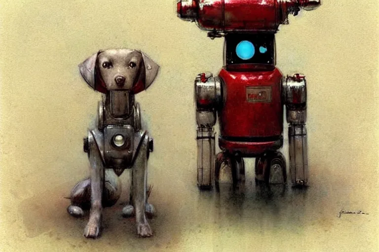 Image similar to adventurer ( ( ( ( ( 1 9 5 0 s retro future robot android dog. muted colors. ) ) ) ) ) by jean baptiste monge!!!!!!!!!!!!!!!!!!!!!!!!! chrome red