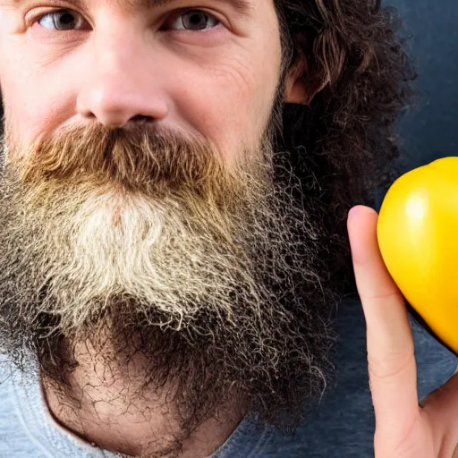 Image similar to man with beard holding a patty pan, photo