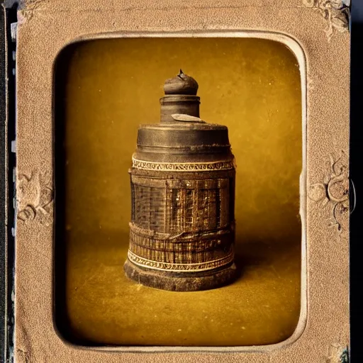 Image similar to Tintype photography of exotic objects, magic objects, ethnographic museum, indigenous, salvaje, nature and culture, 1920s studio lighting.