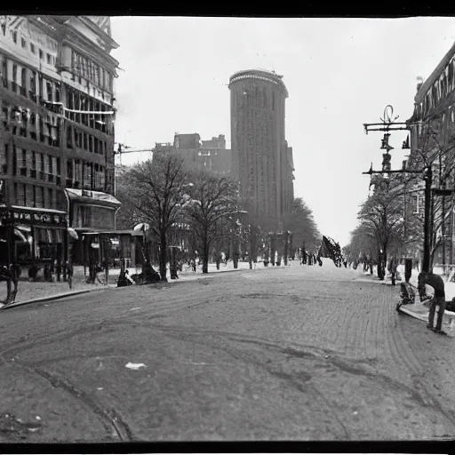 Prompt: boston circa 1 9 1 3. tremont street and the mall, edge of boston common.