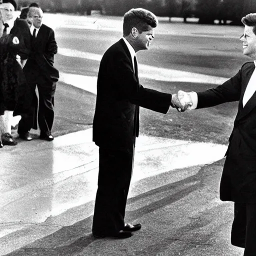 Image similar to john f kennedy shaking hands with et, photograph