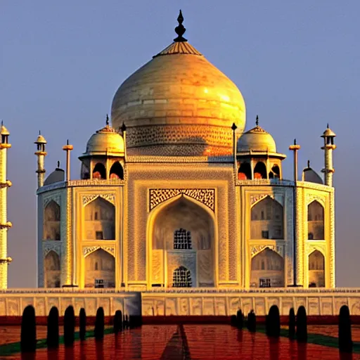 Image similar to the taj mahal made ot of cheese, 8k photorealism, extremly detailed, trending on artstation