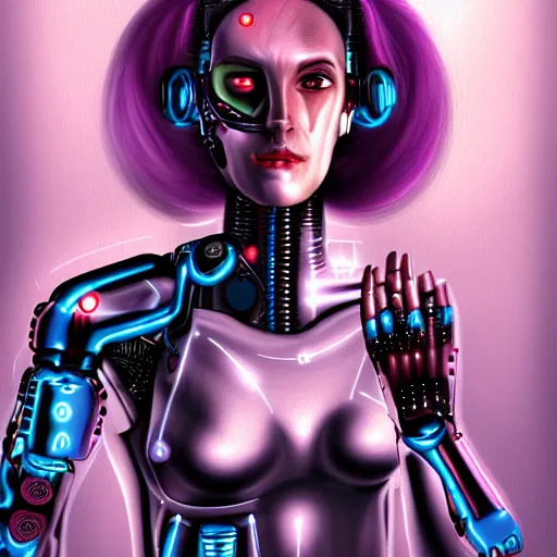 Prompt: cyborg girl by md. h 3, arstation