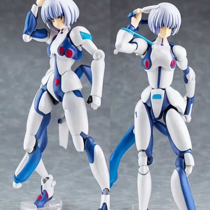 Prompt: rei ayanami plug suit pop up parade figurine