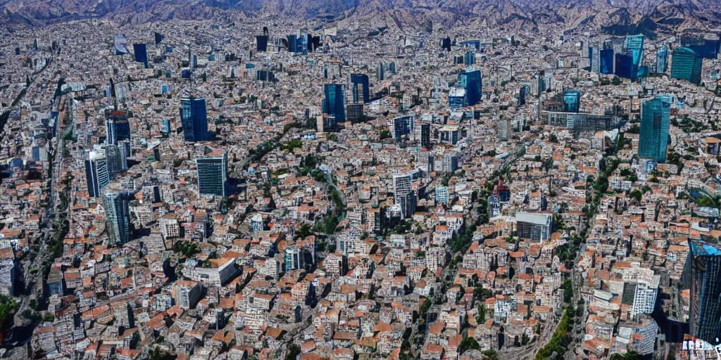 Image similar to santiago de chile, overhead drone shot