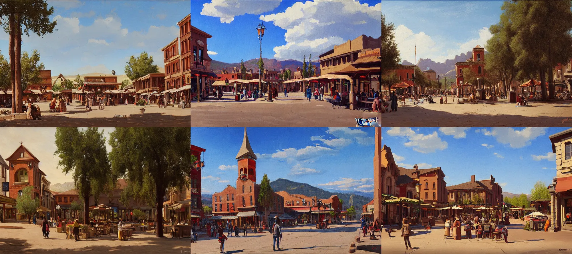 Prompt: prescott arizona town square painting by raphael lacoste