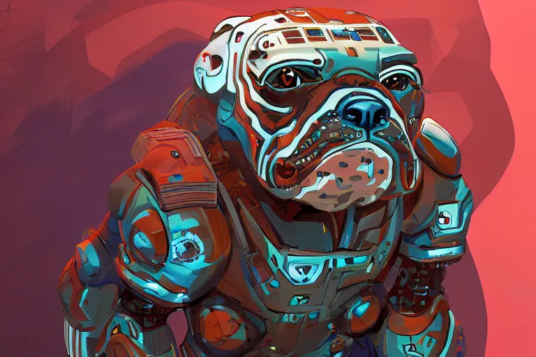 Prompt: cyborg bulldog comic style concept art, elegant, colorful, highly detailed, digital painting, artstation, concept art, illustration