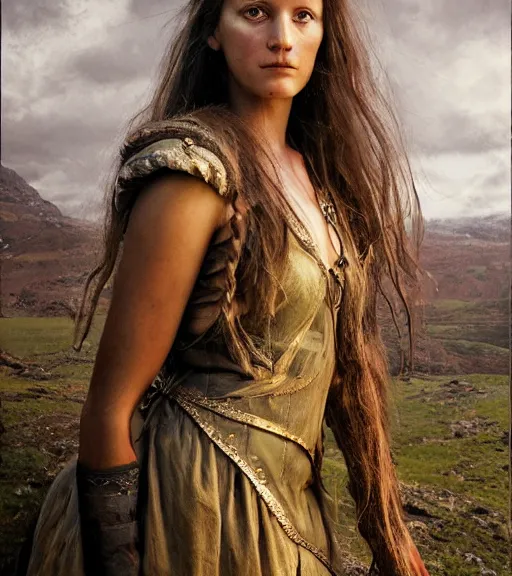 Image similar to portrait_photo_of_a_stunningly beautiful norse maiden, 19th century, hyper detailed by Annie Leibovitz, Steve McCurry, David Lazar, Jimmy Nelsson, professional photography