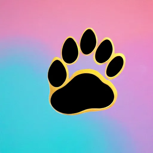 Image similar to Logo of a cat paw holding a golden coin. Minimalist logo, pastel colors. Vivid, 8K, Epic, Masterpiece