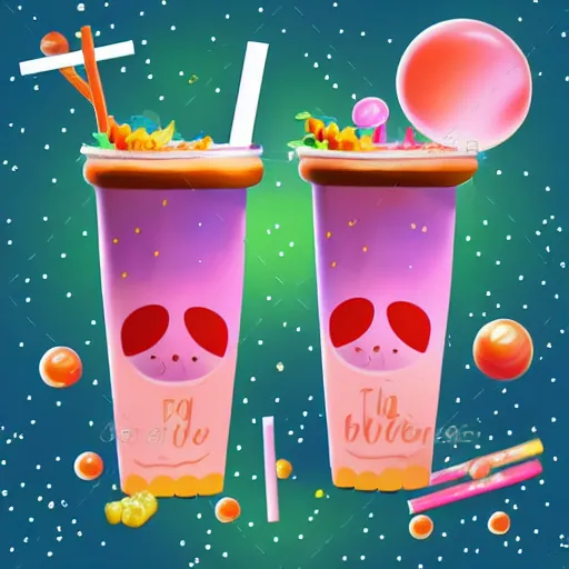 Prompt: bubble tea in space, colorfull, realistic style