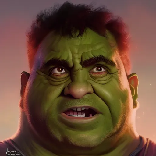 Image similar to clear portrait hulking herculean ogre danny devito, background hyper detailed, character concept, full body, dynamic pose, glowing lights intricate, elegant, highly detailed, digital painting, artstation, concept art, sharp focus, illustration, van baarle lois and sanderson ruth