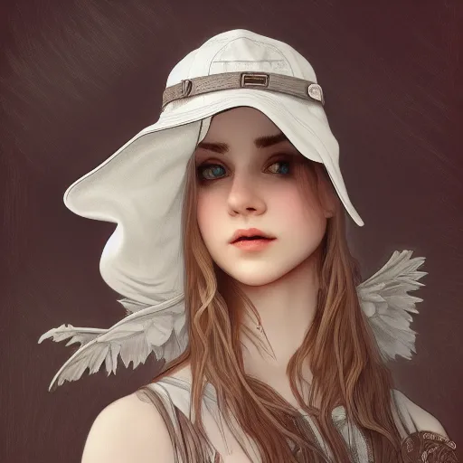 Image similar to just a white boonie hat, artstation, Fashion, Grim fantasy,emotional, EOS R5, f/2.5 , illustration , concept art, award winning photograph, 8k, Alphonse Mucha style, No Background, nobody