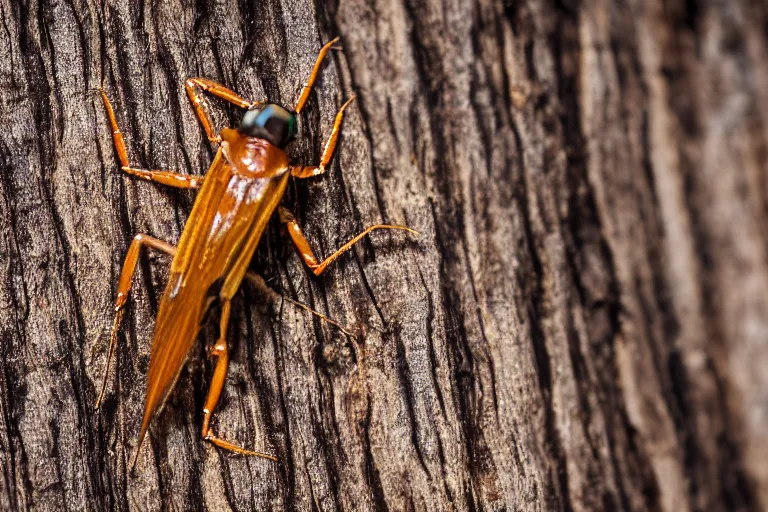 Prompt: macro photo insect сerambycidae on a cut of sandalwood, shot on Leica SL2