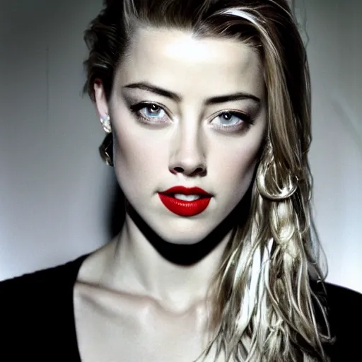 Prompt: portrait of amber heard by mario testino 1 9 9 0, bad 1 9 9 0 s style, headshot, taken in 1 9 9 0, detailed, award winning, sony a 7 r