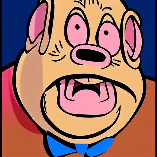 Image similar to old dog man sweating close up face, ren and stimpy style, cartoon from the 90's, artwork by John Kricfalusi