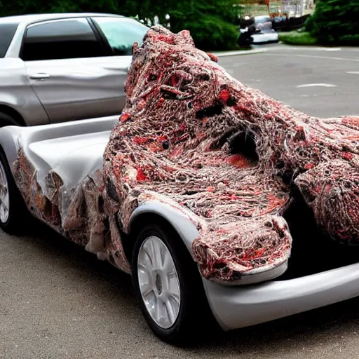 Image similar to an abstract car made out of body parts