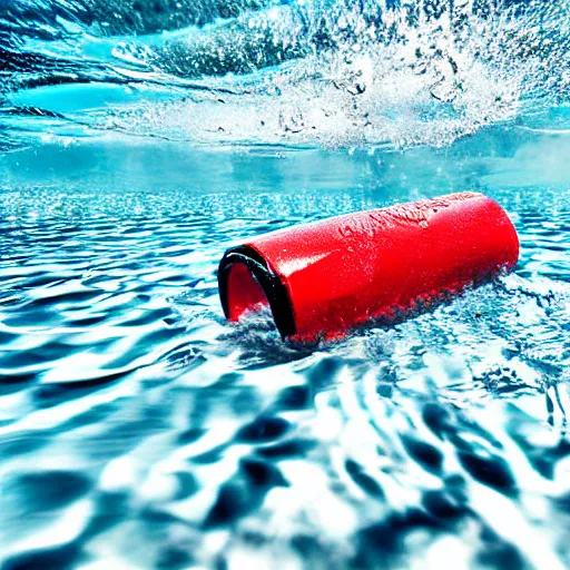 Prompt: coca cola swimming pool with black water, award winning photograph