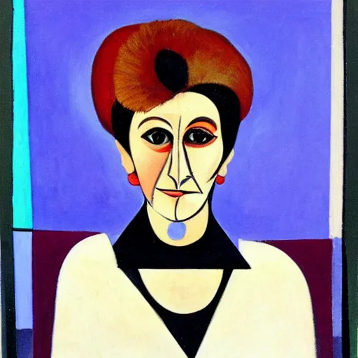 Prompt: cubist portrait of judge judy, by picasso