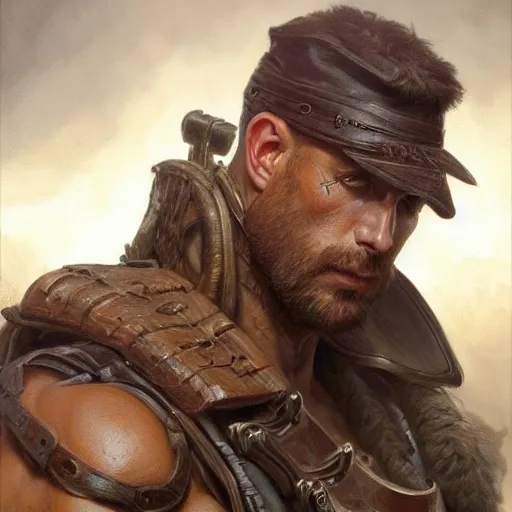 Prompt: portrait of a rugged ranger, muscular, upper body, 👅 👅 , D&D, fantasy, intricate, elegant, highly detailed, digital painting, artstation, concept art, smooth, sharp focus, illustration, art by artgerm and greg rutkowski and alphonse mucha