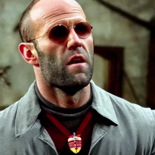 Image similar to jason statham as harry potter in hogwarts