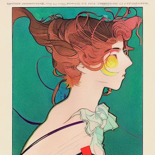 Prompt: the sailor jupiter. beautiful, realistic painting by mucha and el lissitzky and kuvshinov and bilibin. synthwave watercolor, thick linings, manga