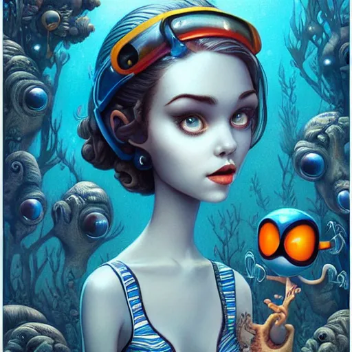 Image similar to Lofi aquatic portrait Pixar style by Joe Fenton and Stanley Artgerm and Tom Bagshaw and Tim Burton