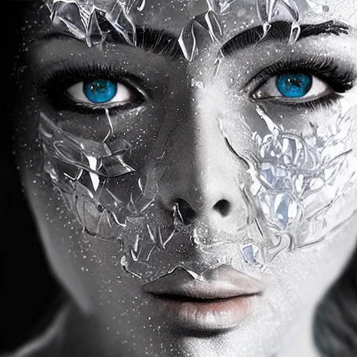 Prompt: woman portrait made out of ice, beautiful, cyborg, comic book art, highly detailed