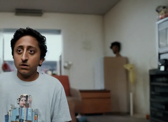 Image similar to First Official image from Cardboard, new drama film directed by Spike Jonze starring Tony Revolori as a Philadelphia b-boy in 1990, shot on Kodak Vision 200T, stunning cinematography, light diffusion, film grain, 8k print.