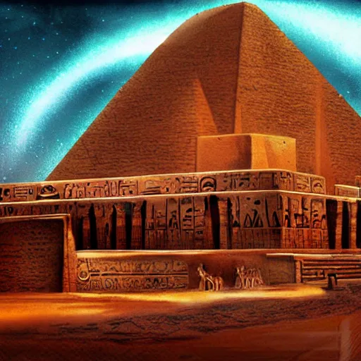 Image similar to ancient egyptian structure, retrowave epic art, trending on art station