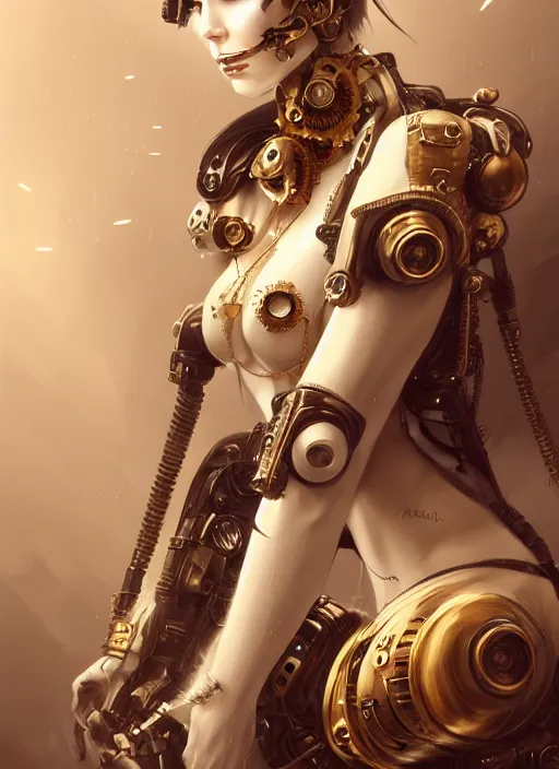 Prompt: soft lustrous ivory punk gothic steampunk cyborg, golden ratio, details, scifi, fantasy, cyberpunk, intricate, decadent, highly detailed, digital painting, octane render, artstation, concept art, smooth, sharp focus, illustration, art by artgerm, loish, wlop