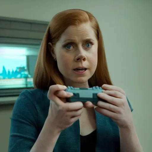 Prompt: a still of Amy Adams playing with a Gameboy, in the movie Arrival, highly detailed and intricate, sharp image, cinematic lighting, 8k HDR