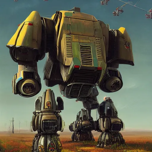 Image similar to atlas mech of mechwarrior by Simon Stålenhag, photorealistic