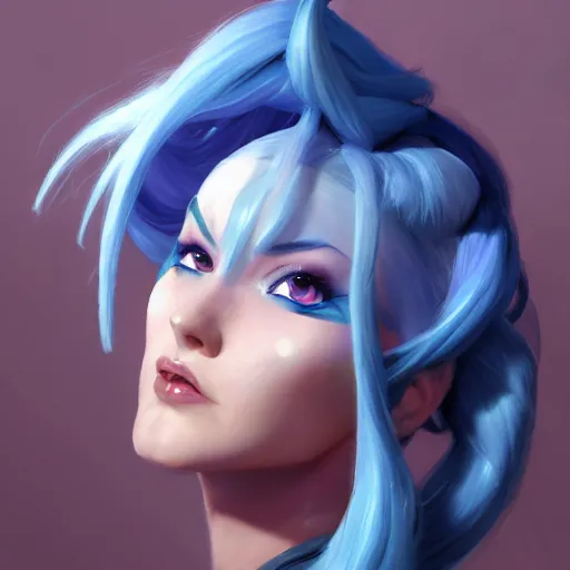 Image similar to greg manchess portrait painting of partially armored blue haired jinx from league of legends as overwatch character, medium shot, asymmetrical, profile picture, organic painting, sunny day, matte painting, bold shapes, hard edges, street art, trending on artstation, by huang guangjian, gil elvgren, ruan jia, greg rutkowski, gaston bussiere