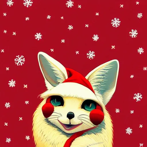 Prompt: fennec fox wearing a santa hat on their head, clean cel shaded vector art. shutterstock. behance hd by lois van baarle, artgerm, helen huang, by makoto shinkai and ilya kuvshinov, rossdraws, illustration