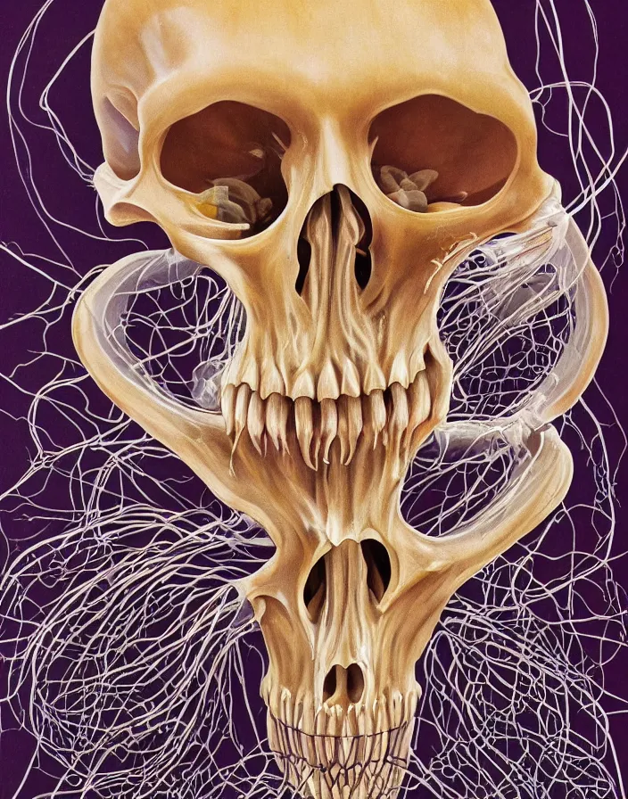 Image similar to an anatomical illustration of a jellyfish skull from a medical journal by Nychos and Alex Grey, highly detailed, high detail, 8k